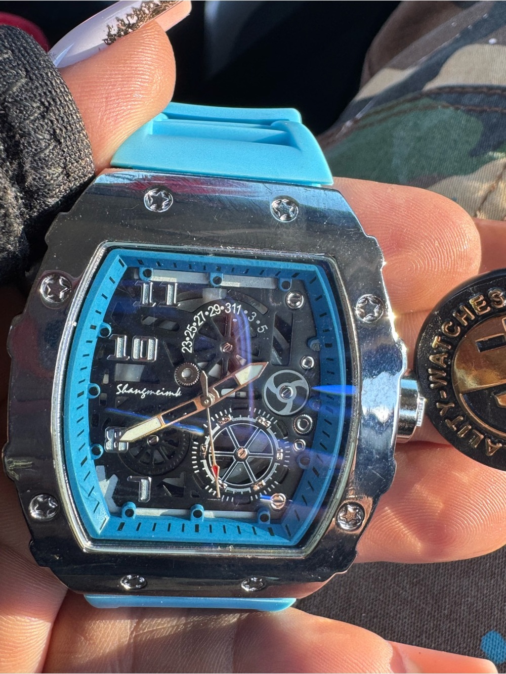 Blue Men's Skeleton Sport Watch